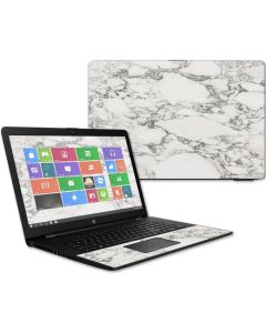 MightySkins Skin Compatible with HP 17t Laptop 17.3" (2017) - White Marble | Protective, Durable, and Unique Vinyl Decal wrap Cover | Easy to Apply, Remove, and Change Styles | Made in The USA