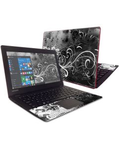 Mightyskins Skin Compatible with Lenovo Ideapad 100s 11.6" - Black Flourish | Protective, Durable, and Unique Vinyl Decal Wrap Cover | Easy to Apply, Remove, and Change Styles | Made in The USA